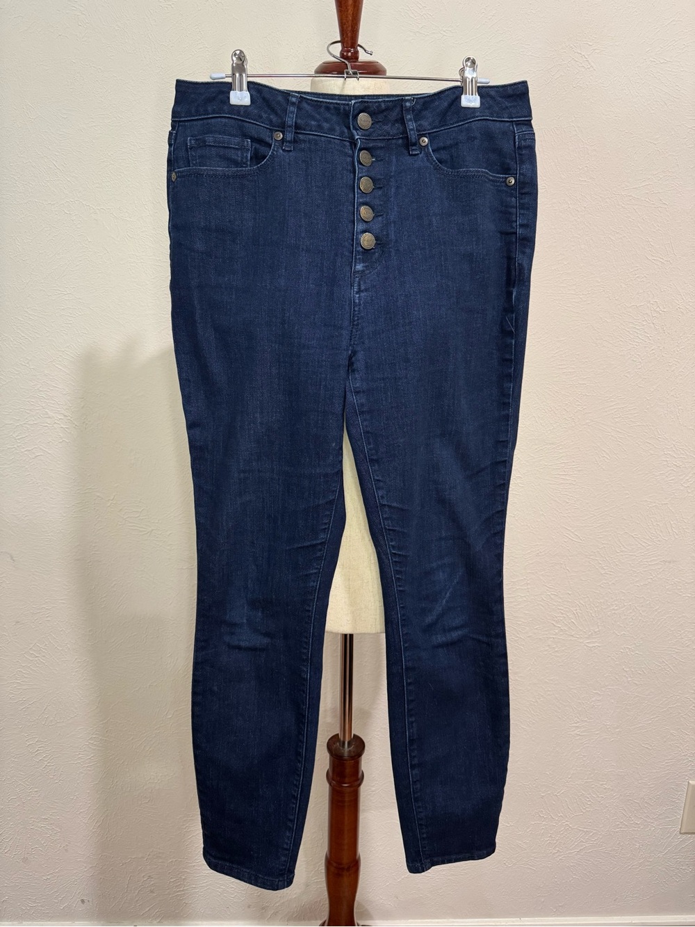 Loft Outlet Dark Blue Women's High-Rise Button-Fly Jeans
